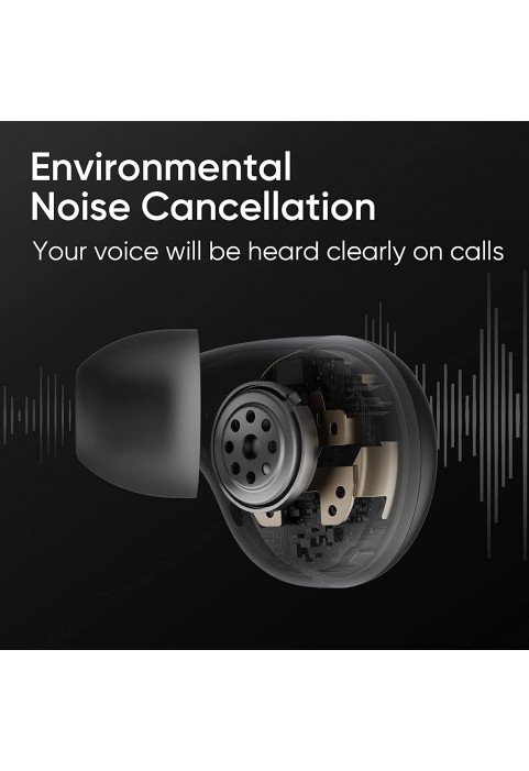 DIZO GoPods D Bluetooth Earbuds Wireless Headphones, Clear Calls, Environmental Noise Cancellation, Deep Bass Boost, Waterproof Stereo TWS Earphones, Touch Control, Low Latency, Sports Headsets Black